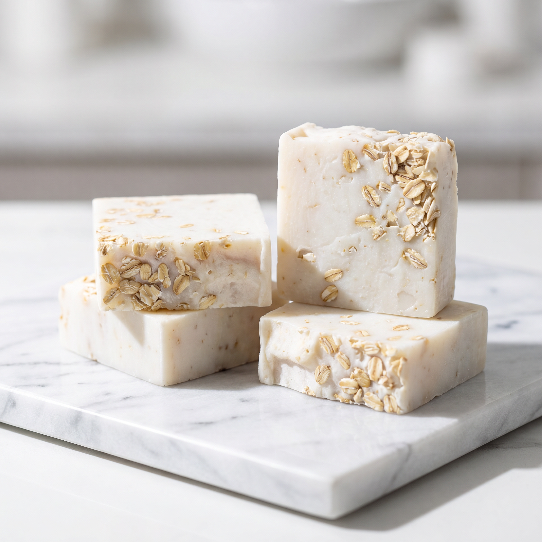 Jabón de avena cuadritos con Vitamina E y Ácido Hialurónico — Flor de Rita